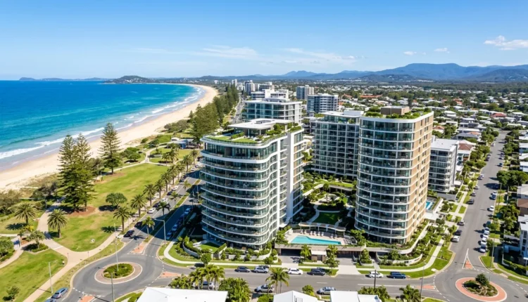 New apartment towers beside a beach on the Gold Coast